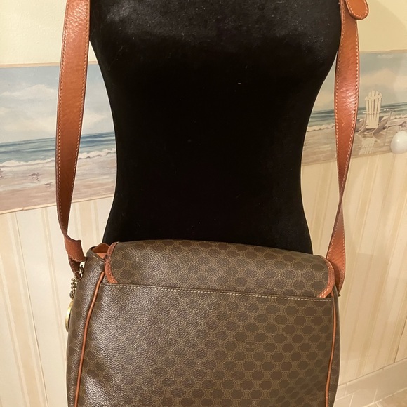 CELINE MACADAM CROSSBODY BAG ADJUSTABLE STRAP MADE IN ITALY Measures 10 X 7.5 in - Picture 11 of 16